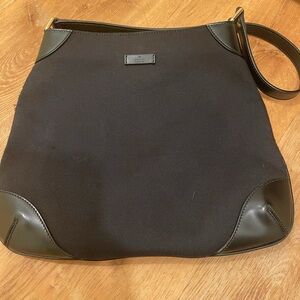 Gucci Black Canvas Leather-Trimmed Satchel